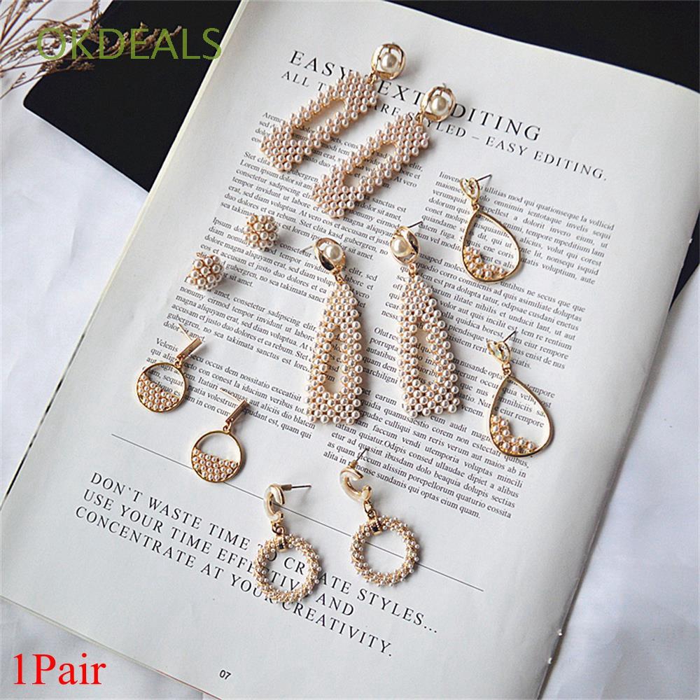 Anting Tusuk Mutiara Bulat Elegan Untuk Wanita Tunangan