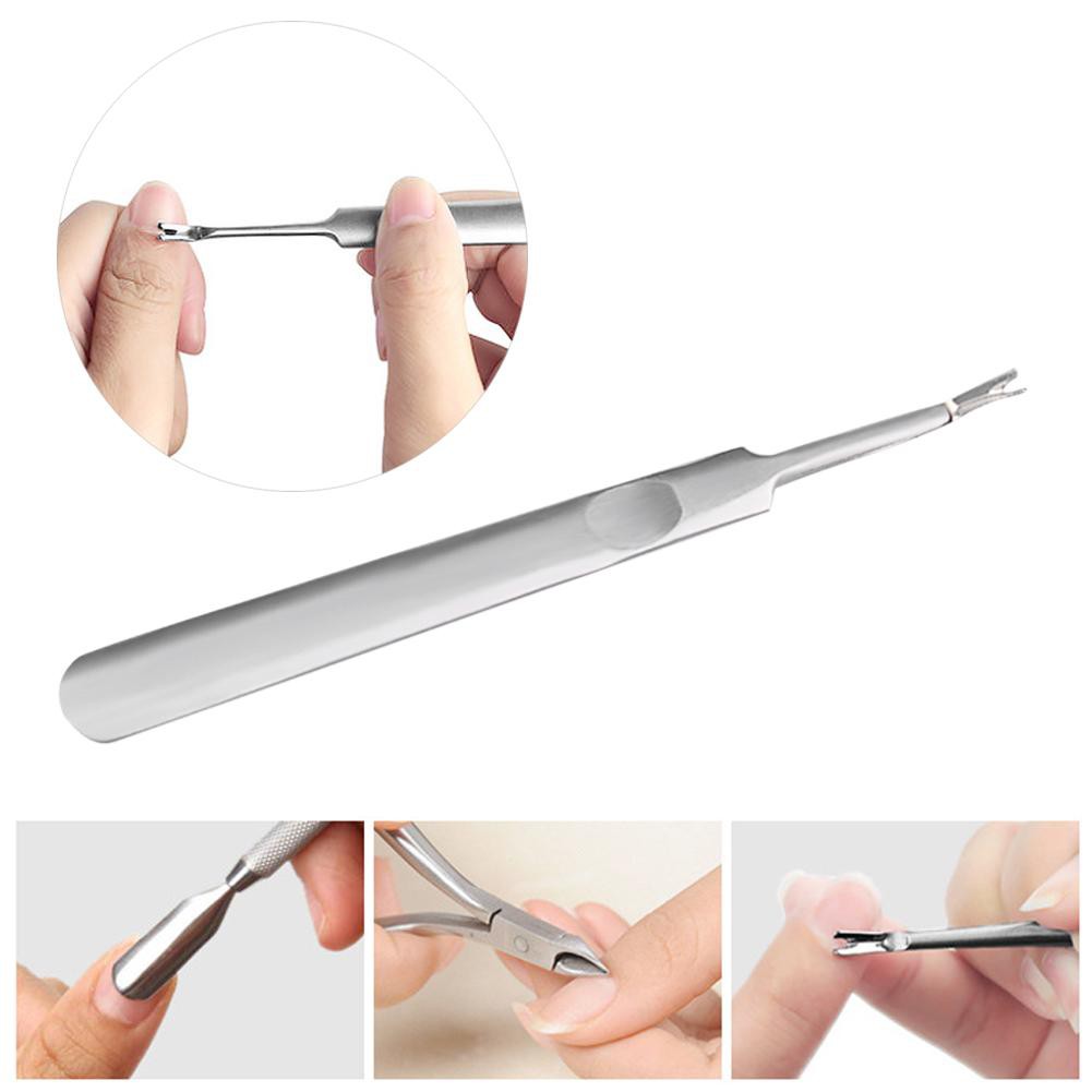 MOJITO Stainless Steel Cuticle Remove Pusher Manicure Pedicure Nail Dead Skin Fork Nail Cleaner