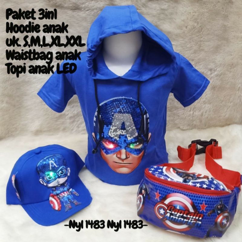 Bisa Cod Kaos Anak kupluk Hoodie 3IN1 1-10 Tahun SIZE S,M,L,XL,XXL