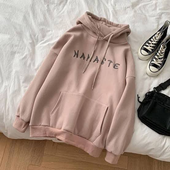 JAYA.Co Sweater Hoodie NAMASTE kantong depan babyterry fit L - fit XL