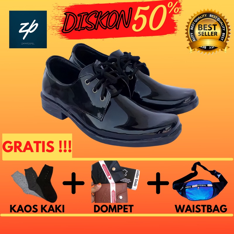 PANTOFEL GURU FANTOVEL PRIA SEPATU PDH POLRI BERTALI KULIT ASLI VANTOVEL LAKI LAKI KANTOR PANTOPEL K