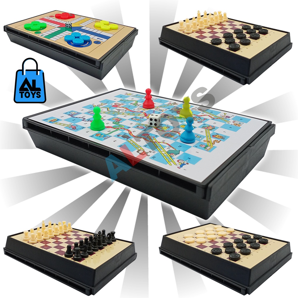 Magnetic Game Board 5in1 Permainan Papan Catur Magnet Game Ludo Mainan Anak Ular Tangga