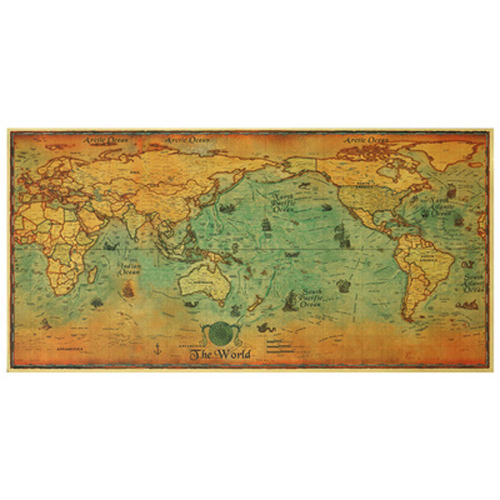 Lanfy Peta Dunia Vintage Di Hiasan Dinding71 * 36cm Poster Dinding Atlas Poster Retro Globe Map