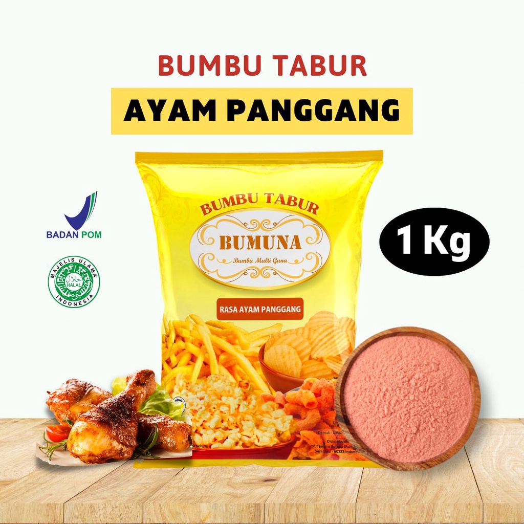 

Bumbu Tabur Ayam Panggang 1 Kg Bumuna / Seasoning Powder / Serbuk Tabur / Bumbu Tabur Cemilan Keripik Kentang Makroni Mie Lidi