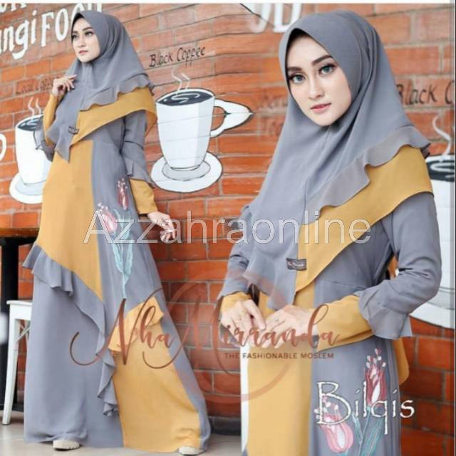 Baju Gamis Wanita Terbaru Model Pesta Kekinian Ceruty Polos Kaffa Size M L XL XXL Busui Syar'i