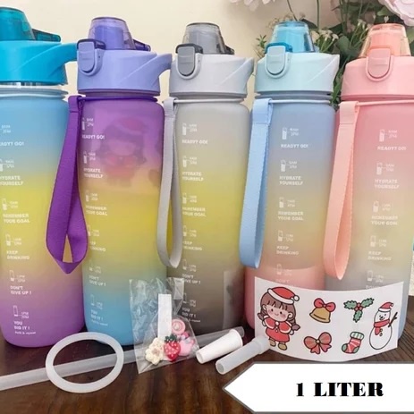 Botol Minum Gradasi / Botol Viral / Botol Minum Lucu 1 Liter