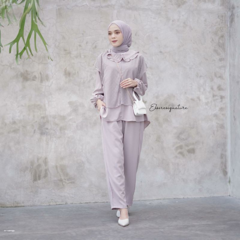 Stevi Set Elsire / Setelan Tile / Setcel / Oneset tutu / Wella Blouse