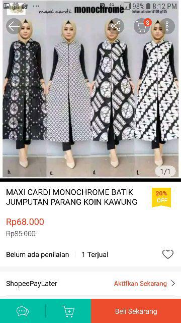 Maxi Cardi Monochrome Batik Jumputan Parang Koin Kawung Outerwear Longvest Rompi Panjang