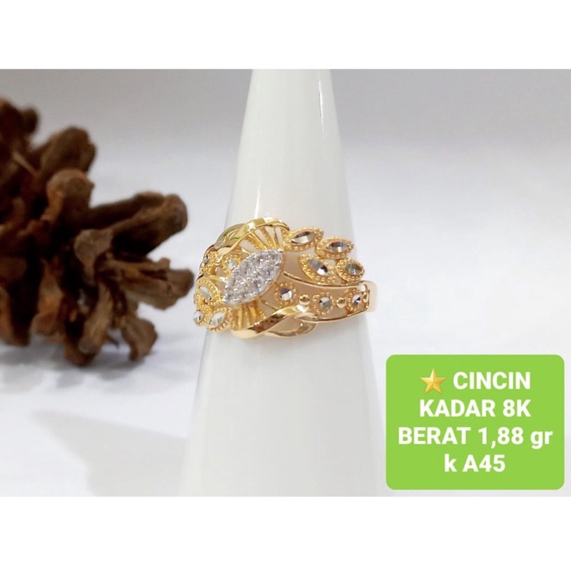 Cincin kadar 375/8k model kerawang fashion terbaru