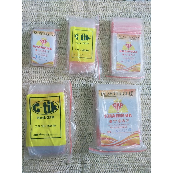 Plastik Klip Kecil 3x5 4x6 5x8 6x10 7x10 8x12 100 lembar Ctik Cetik Kharisma Ziplock