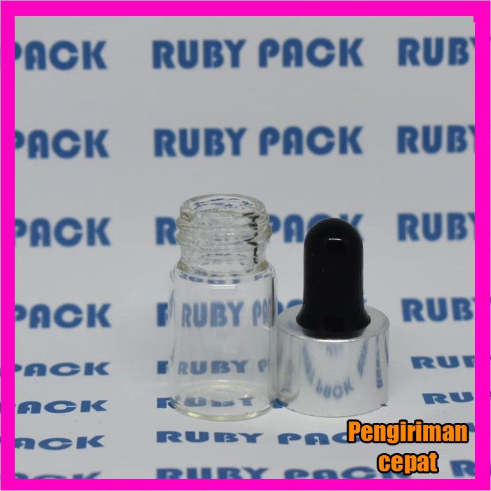 Botol Kaca Pipet 5ml Hitam Silver Bening Tipis