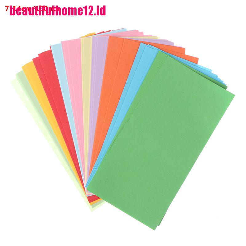 【beautifulhome12.id】100x Handmade Origami Paper For Kids 10 Colors Double Sides Folding Paper 7*14cm