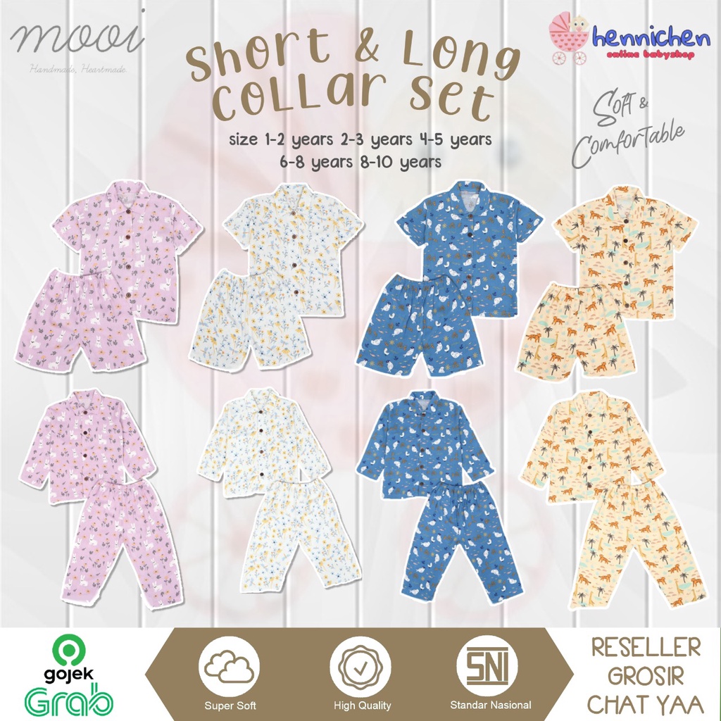 PROMO 7.7 PROMO BAJU LEBARAN MURAH MOOI LONG COLLAR SET SETELAN BAJU PENDEK / BAJU PANJANG PIYAMA KERAH ANAK BAJU ANAK 1-10 TAHUN