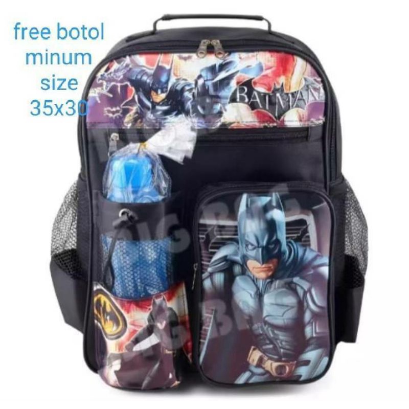 Tas ransel anak karakter tayo batman spiderman free botol minuman tas anak laki laki