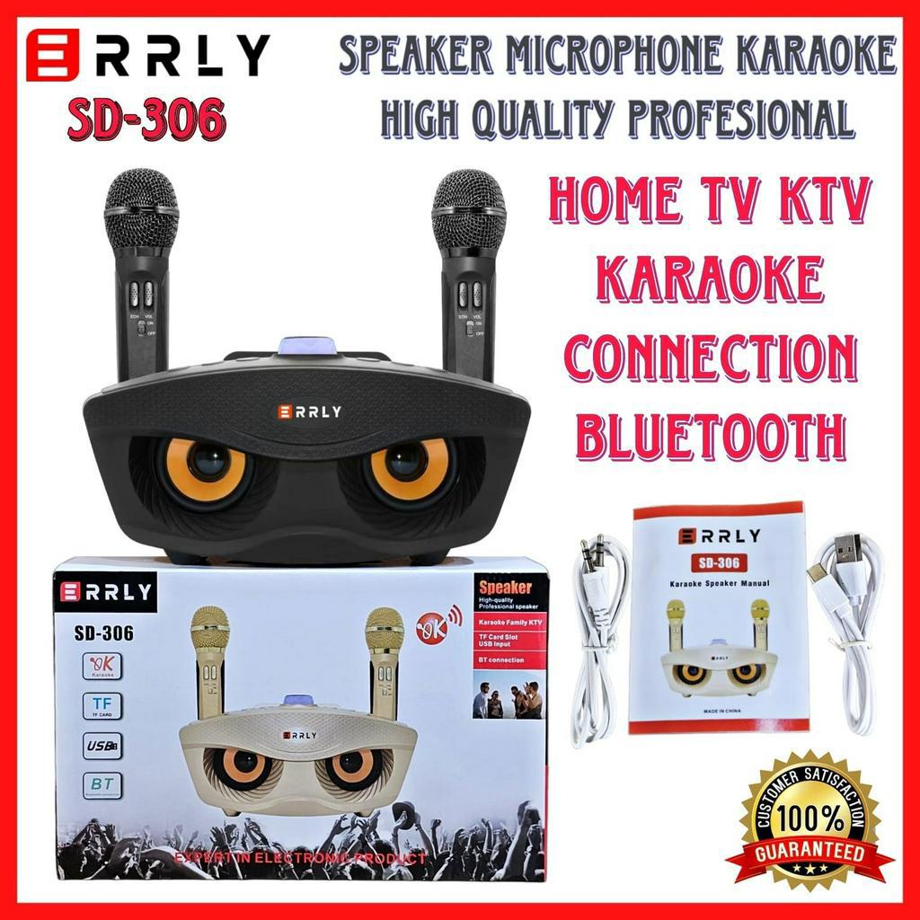 Speaker Bluetooth Karaoke SDRD / ERRLY SD-306  DUAL MIC Wireless ORI 100% Speaker Aktif Mata Elang Dah Free Bubble N Dus LUAR