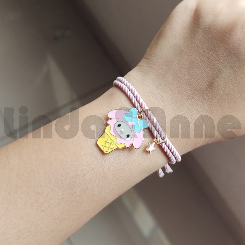 [1 PCS] Gelang Tali Karet Liontin Bunga &amp; Karakter Lucu Aksesoris Fashion Wanita