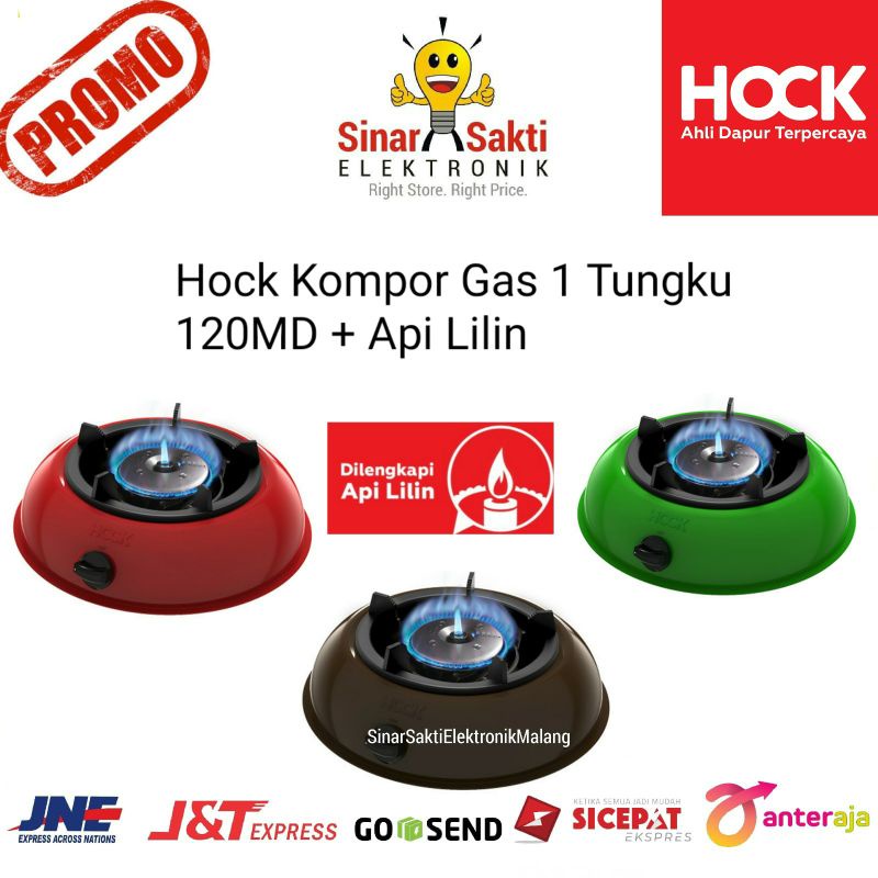 Hock Kompor Gas 1 Tungku Mutiara Deluxe 120MD Garansi Api Lilin 120 MD Malang