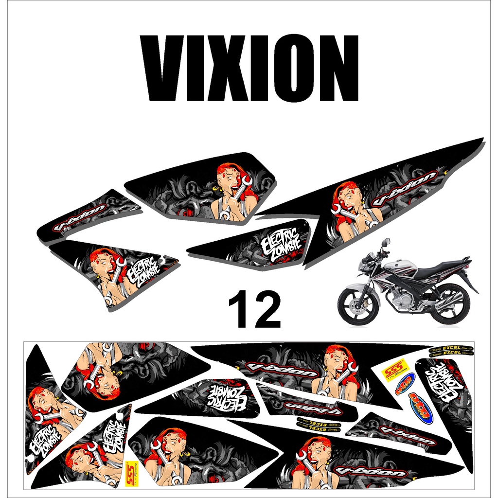 (cod)  VIXION OLD. Sticker Stiker Striping Lis Variasi Vixion Old Murah Desain DS OLD - 12