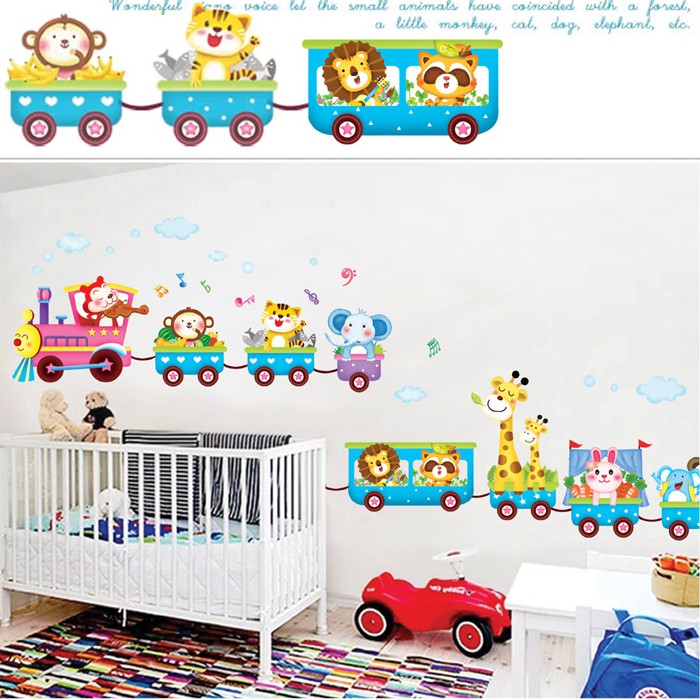 RELIZA WALL STICKER KERETA SIRKUS HEWAN TRAIN ANIMAL TRANSPORTATION STIKER DINDING XY1125