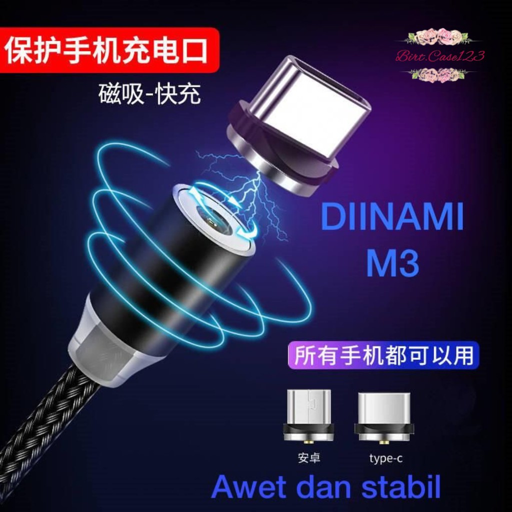 BM017 Kabel cable DIINAMI charger Cashan casan magnet magnetic 3in1 Micro iPhone tipe c fast charging 2.4A BC5844