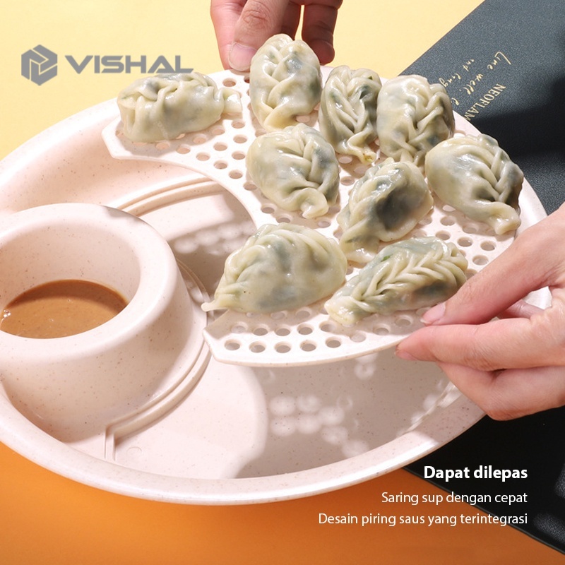 VISHAL Piring Makanan Dan Cemilan 2 in 1 Piring Dimsum Buah Serbaguna Piring Cantik Piring Pangsit VS-72