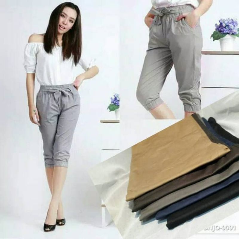 Celana Jogger Katun Strecth Pendek 7/8 Wanita | Jogger Pants