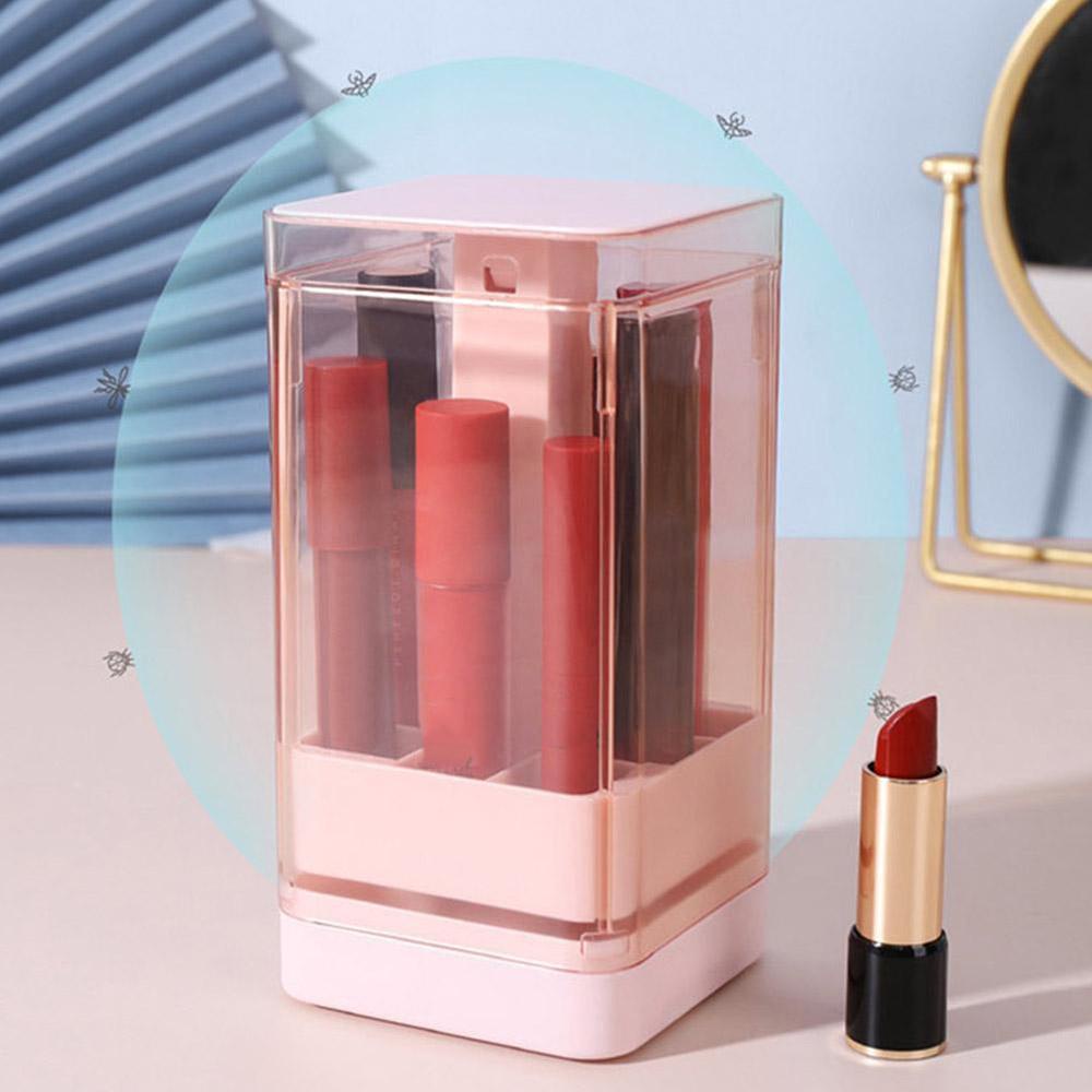 Needway Tekan Angkat Kotak Penyimpanan Lipstik Fashion Praktek Tekan Untuk Membuka Tahan Debu Lipstik Stand Case Desain Baru Kotak Lipstik