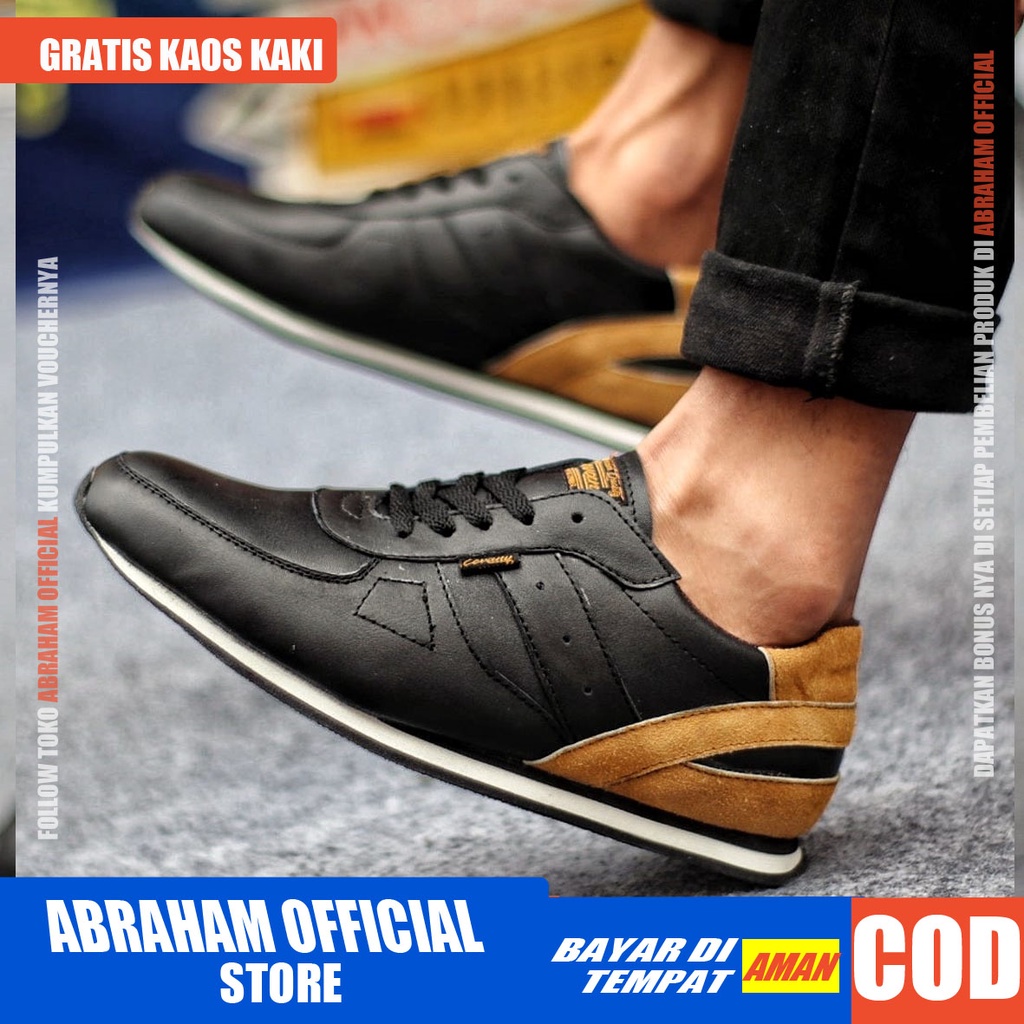 ABRHM JELAL Sepatu Casual Sneakers Pria Sepatu Pria Casual Sneaker Kulit Asli Sepatu Cowok/Cowo Ori Sepatu Kasual Semi Formal Kerja Running Kuliah Gaya Santai Keren Kekinian Original Murah Terlaris