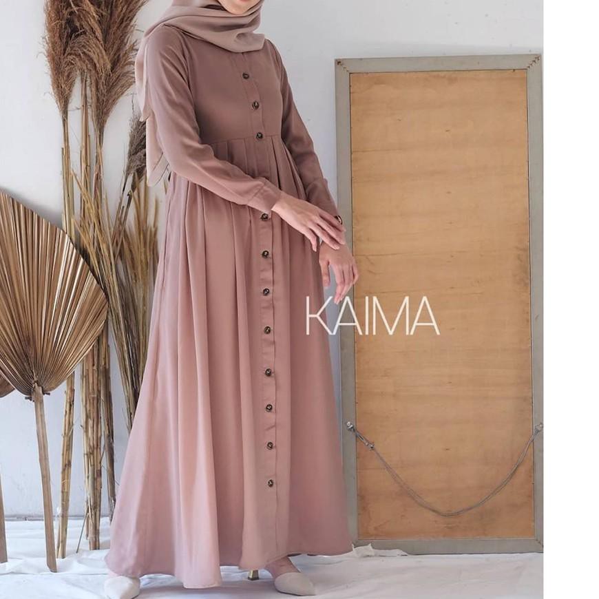 *Trend Dicari Kaima Gamis Murah Terbaru 2020 Gamis Remaja Polos Lengan Panjang Full Kancing Depan Bu