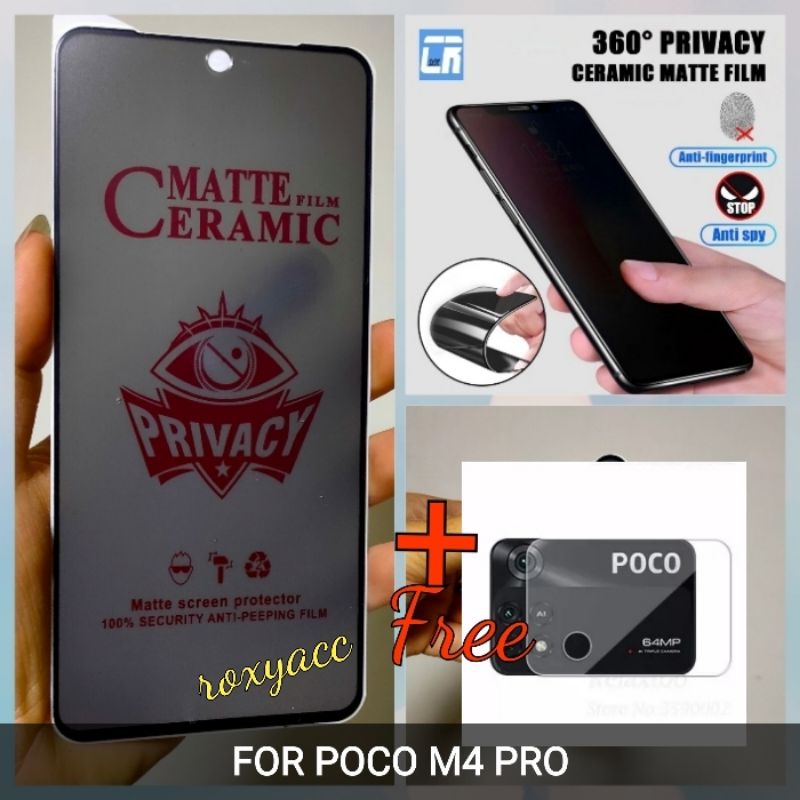 TEMPERED GLASS SPY MATTE POCO M4 PRO / M4PRO FREE TEMPERED GLASS KAMERA FULL KACA
