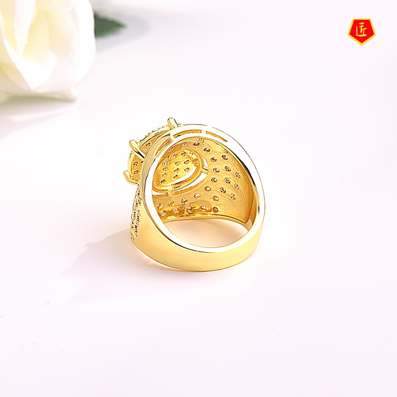 [Ready Stock]Women's 18K Gold Micro-Inlaid Diamond Ring