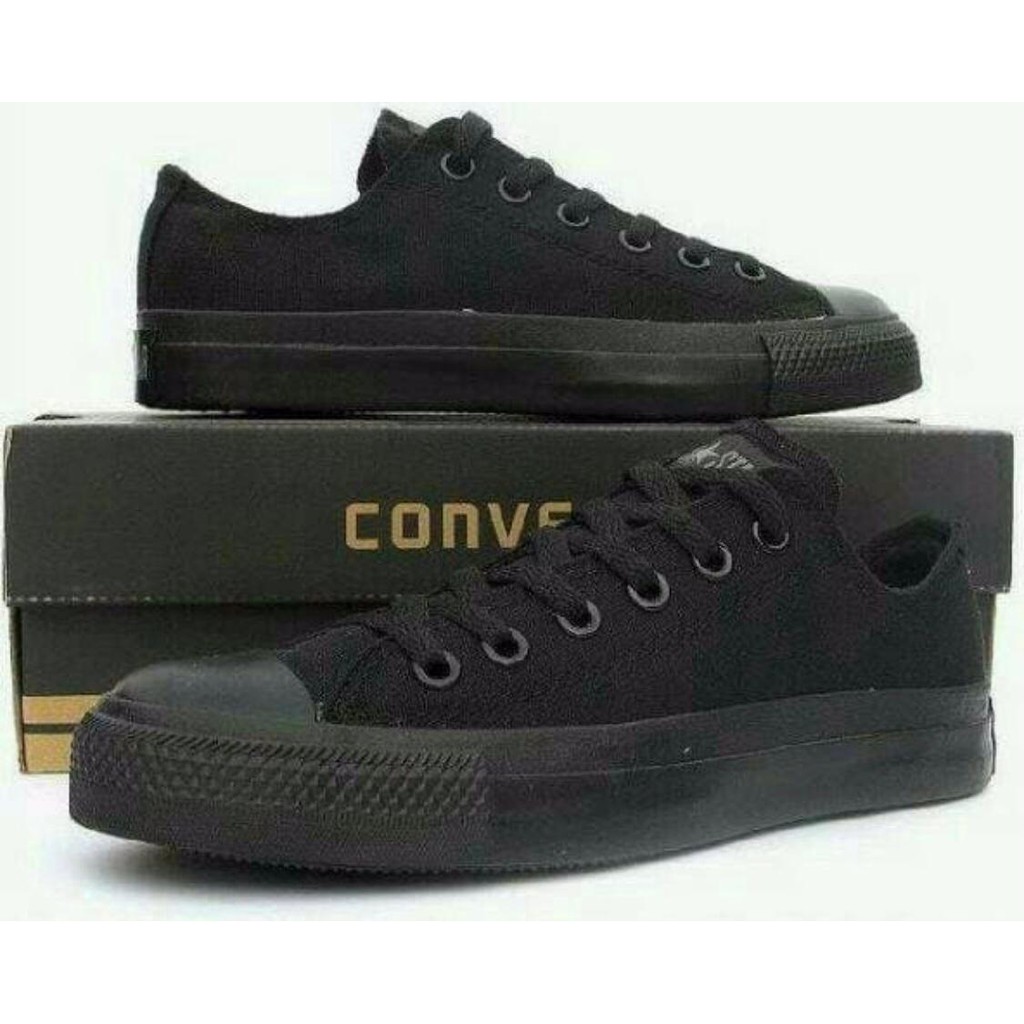 (2PCS = 1KG) COD SEPATU PRIA CASUAL CONVERSE LOW ALLSTAR CLASSIC MAROON HITAM NAVY ABU PUTIH KUNING-FULL HITAM