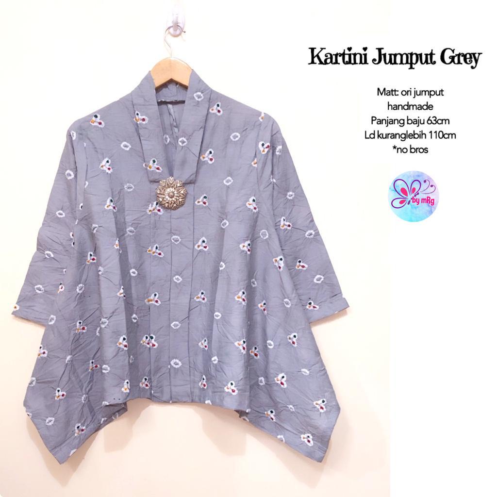 PREMIUM Kartini Jumput Grey Batik Solo Jadul Wanita Kondangan Kain Jumputan Asli Model Atasan Kebaya Kutubaru Encim Kekinian Cabutan Ori handmade