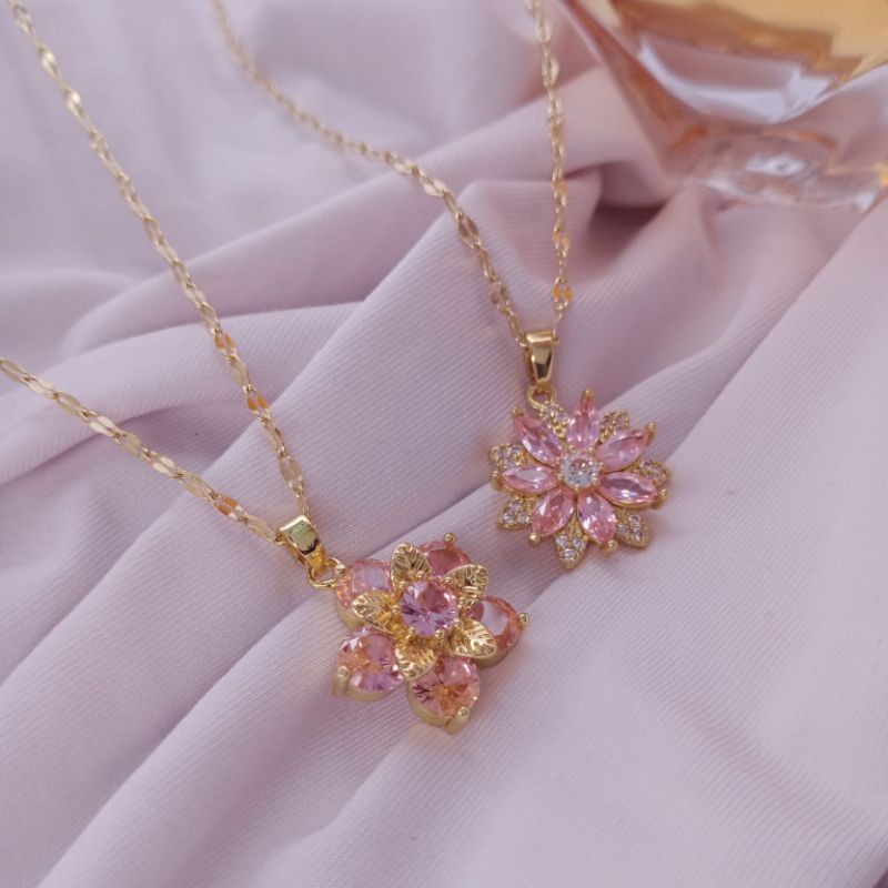 kalung rantai titanium bunga Elizabeth dan Jacques kalung titanium asli kalung murah kalung 18k kalu