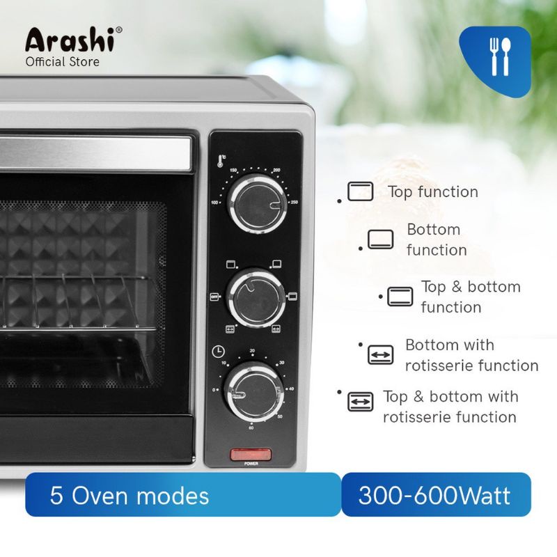 Oven Arashi 26L M26B 300-600W Low Watt