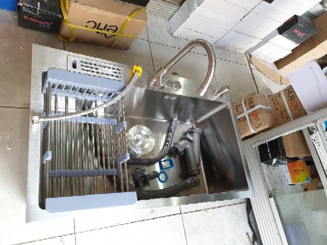 KITCHEN SINK / Bak cuci piring stainless SUS304 tebal 3MM 75cm x 45cm PAKET LENGKAP