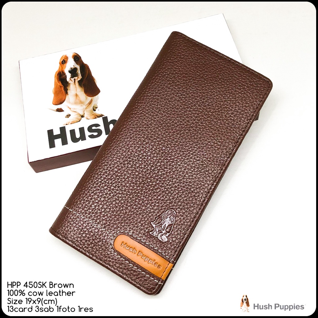 Dompet pria hushpuppies 450sk classic brown kulit sapi asli premium mirror quality