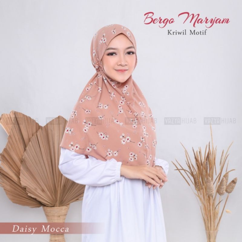 khimar tali bergo maryam adem kriwil motif daisy hijab fashion