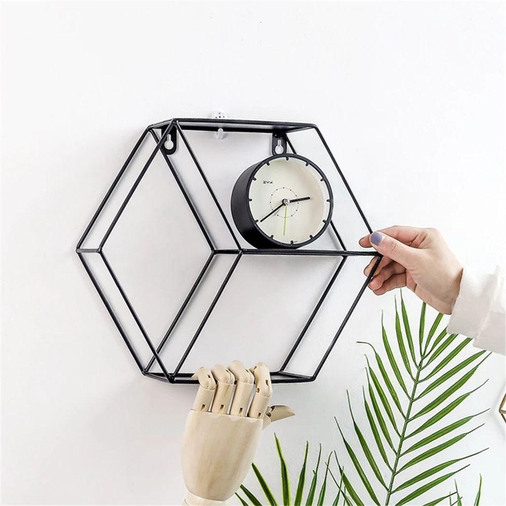 Solighter Hexagonal Grid Wall Frame Besi Kamar Tidur Ruang Tamu Rak Koleksi