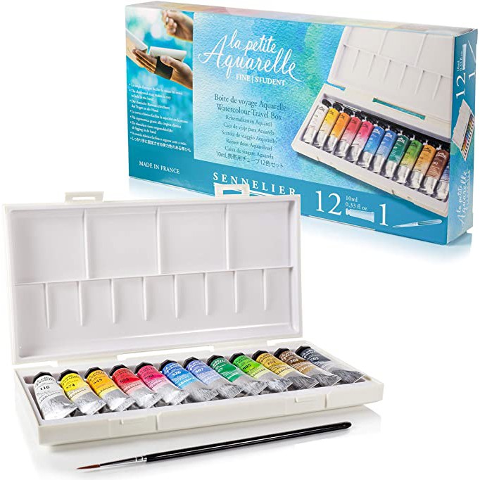 Sennelier - La Petite Aquarelle Student Watercolor Paint Set (12 x 10ML Paint Tubes)