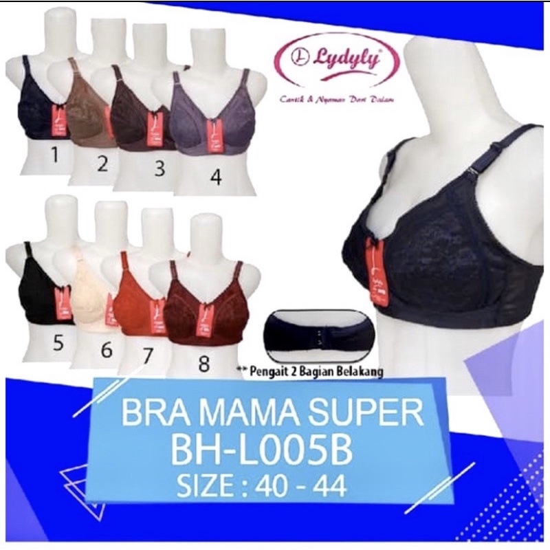 Bh/bra lydyly art L005B tanpa busa dan kawat big cup