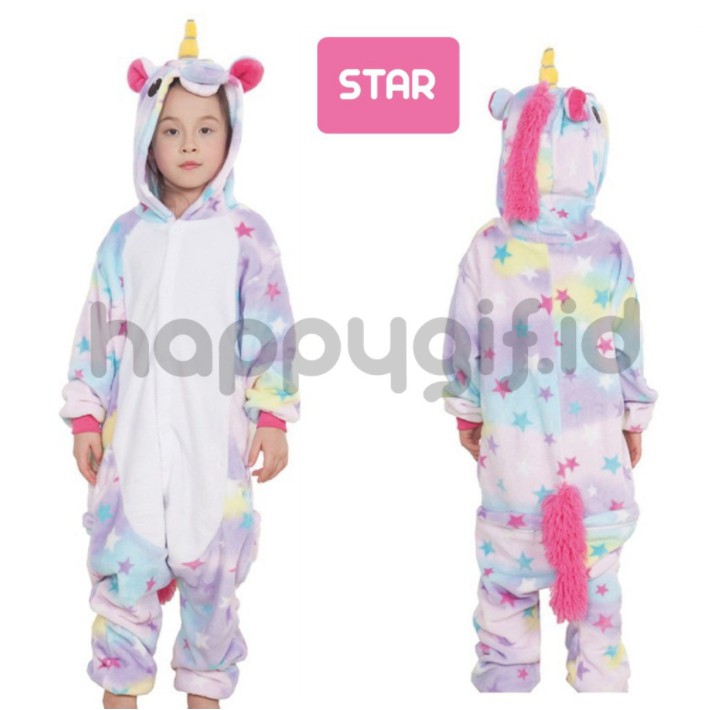 ONESIE UNICORN PIYAMA BAJU TIDUR COSTUM COSPLAY HEWAN KOSTUM KARAKTER ANAK KID