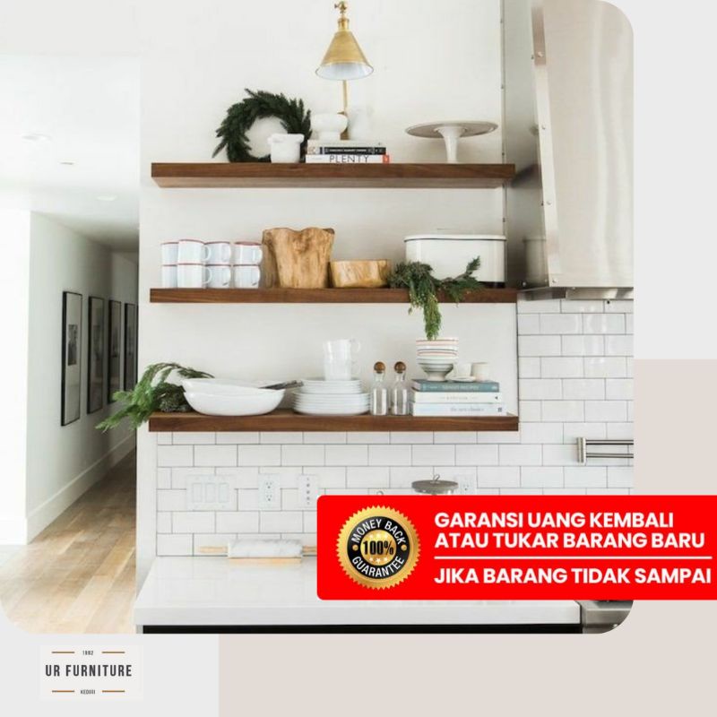 AMBALAN RAK DINDING PANJANG UNTUK DAPUR DAN HIASAN