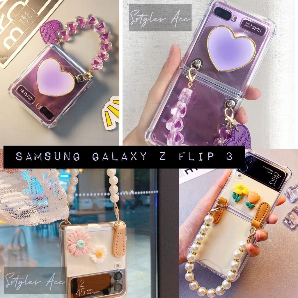 Case Samsung Galaxy Z Flip 3 aesthetic Chain Case clear trendy case