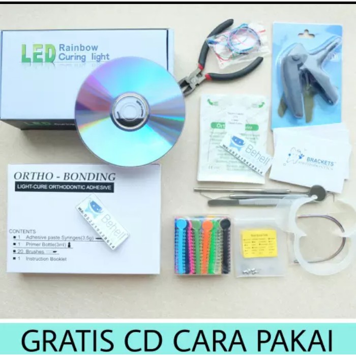 ORIGINAL PAKET ALAT BEHEL LENGKAP LASER // Alat Usaha Pemasangan Kawat Gigi Lem Orthobonding Light Cure // Sepaket Lem Ortho Bonding LC Curing // ISI Niti Bracket Amplop Buccal Tube Karet Power Chain O Kaca Sonde Pinset Gun Shooter Pembuka Mulut Dll