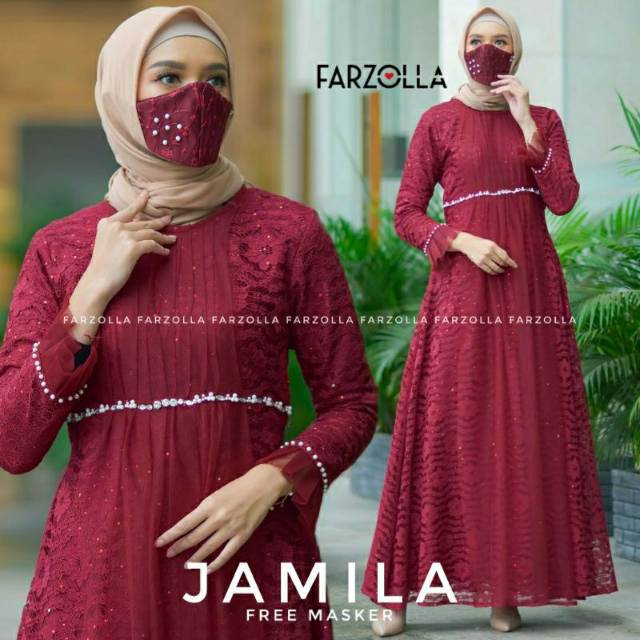 dres kondangan brokat mix tile jamila dres