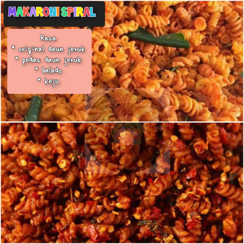 

MAKARONI SPIRAL DAUN JERUK/CEMILAN/JAJANAN/SNACK/PEDAS/ORIGINAL