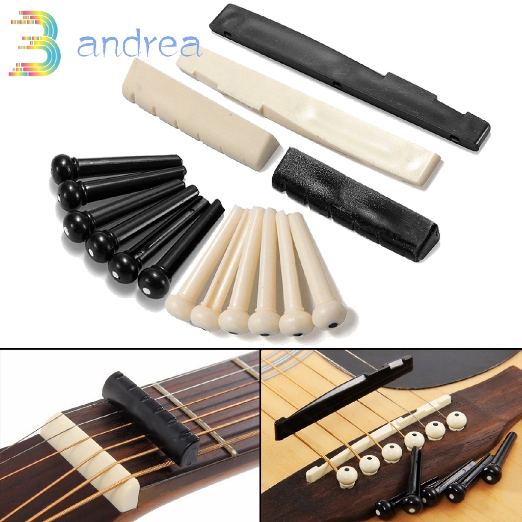 Bone Bridge Pins For Acoustic Guitar - Guitars Accessorie 1 Set 6 Guitar Bone Bridge Pins 1 Saddle Nut For Folk Acoustic Guitar Shopee Indonesia