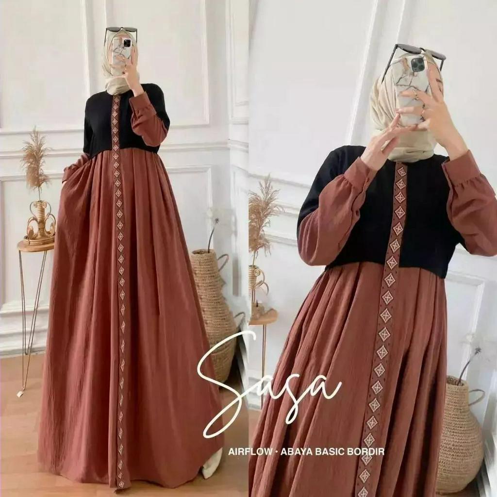 sasa maxy dress kondangan mewah bahan cerruty gamis layer dress remaja muslimah gamis kekinian terbaru