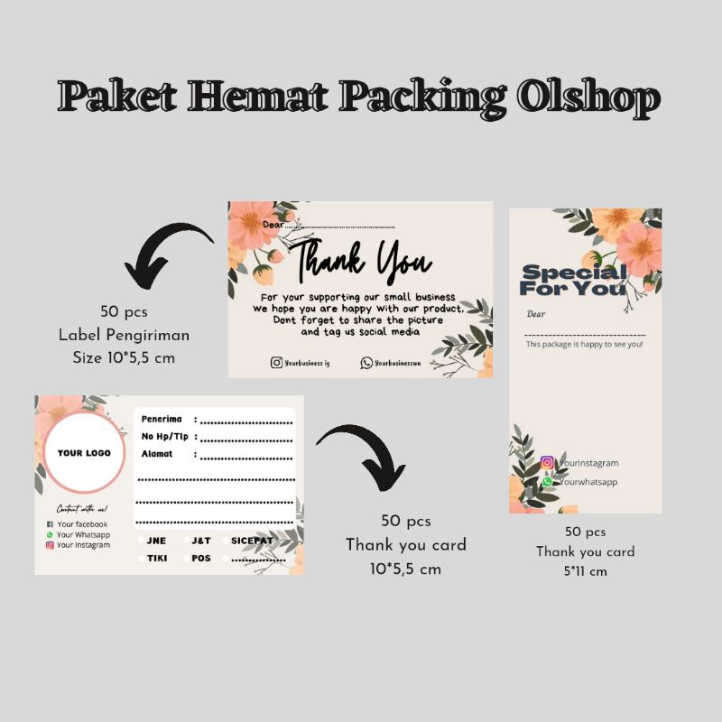 

Paket Olshop Packaging Thank You Card Label Pengiriman Stiker Segel Paket